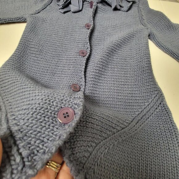 Philippe Adec Paris Wool Blend Cardigan Womens Knit Fringe French Girl Designer - Picture 8 of 16